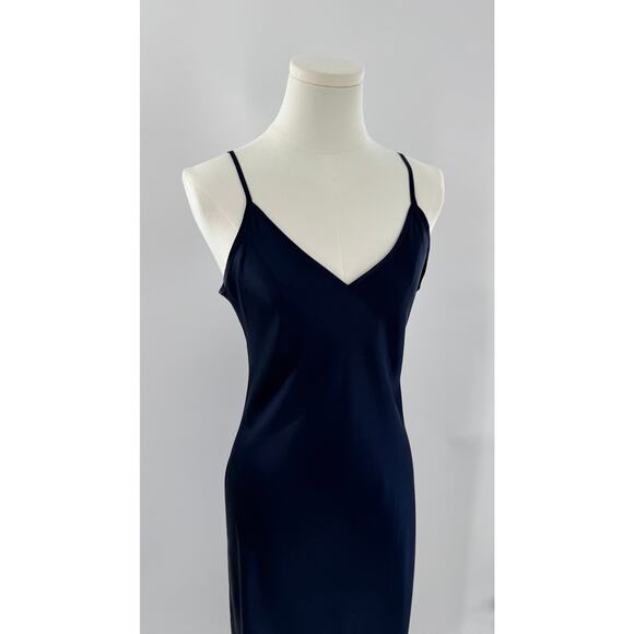 Quince Silk Slip Dress Navy Blue Sleeveless Sheath Washable Silk Midi M NWOT - Picture 2 of 9